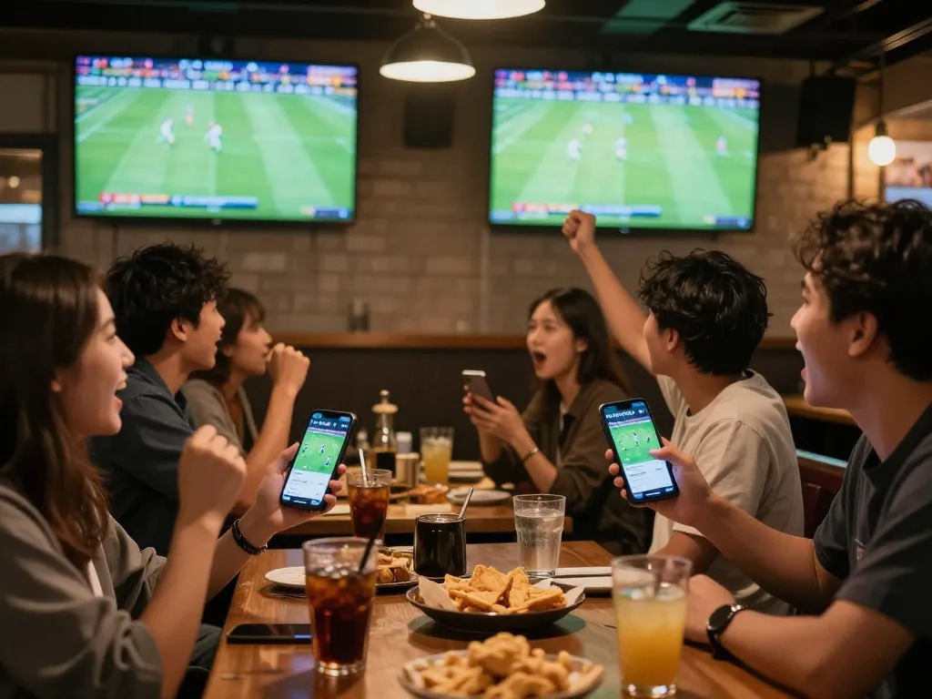 Socolive xem bong da live score tracking experience in a lively sports bar setting