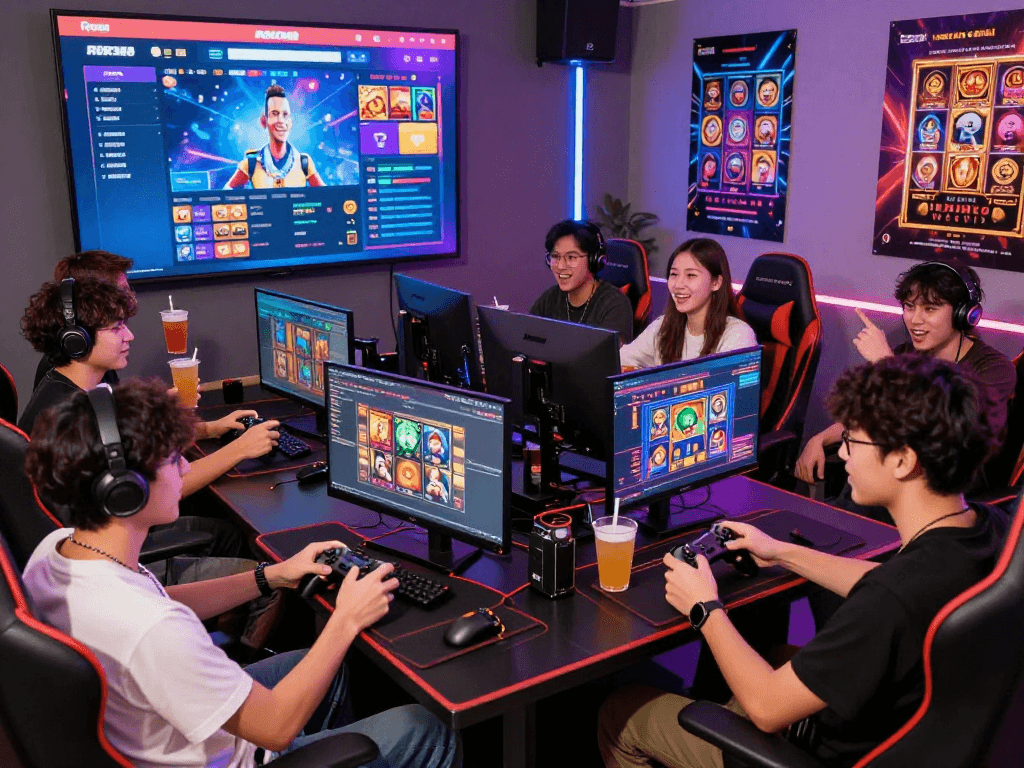 Exciting ROKOK88 gaming environment with players enjoying slot games.