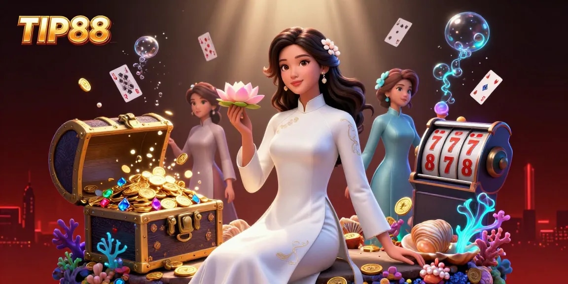 Play casino games at TIP88, an exciting scene filled with vibrant characters and dynamic elements.