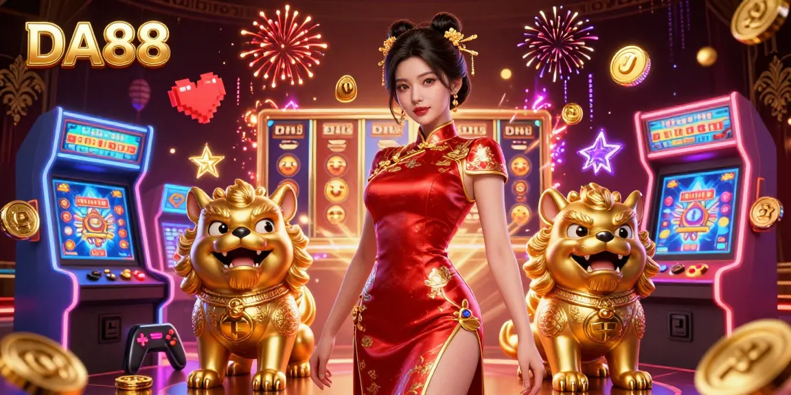 Experience the vibrant excitement of DA88 with glamorous characters and casino elements in a stunning 3D illustration.