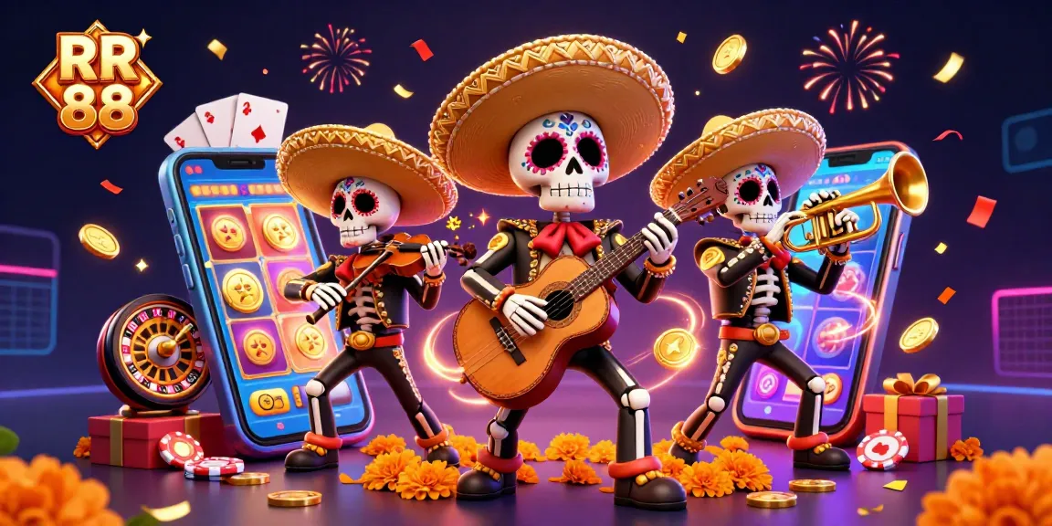 RR 88 illustrates a vibrant mariachi band amid casino elements, capturing a festive gambling atmosphere.