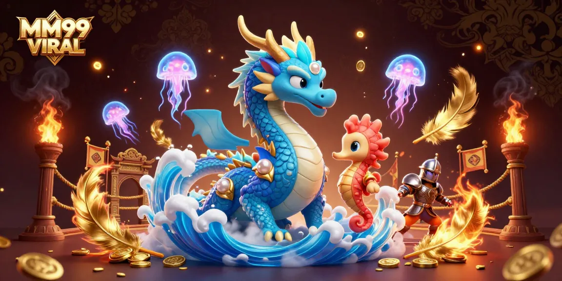 Win innovative rewards with the enchanting MM99 VIRAL dragon and seahorse in a vibrant underwater scene.