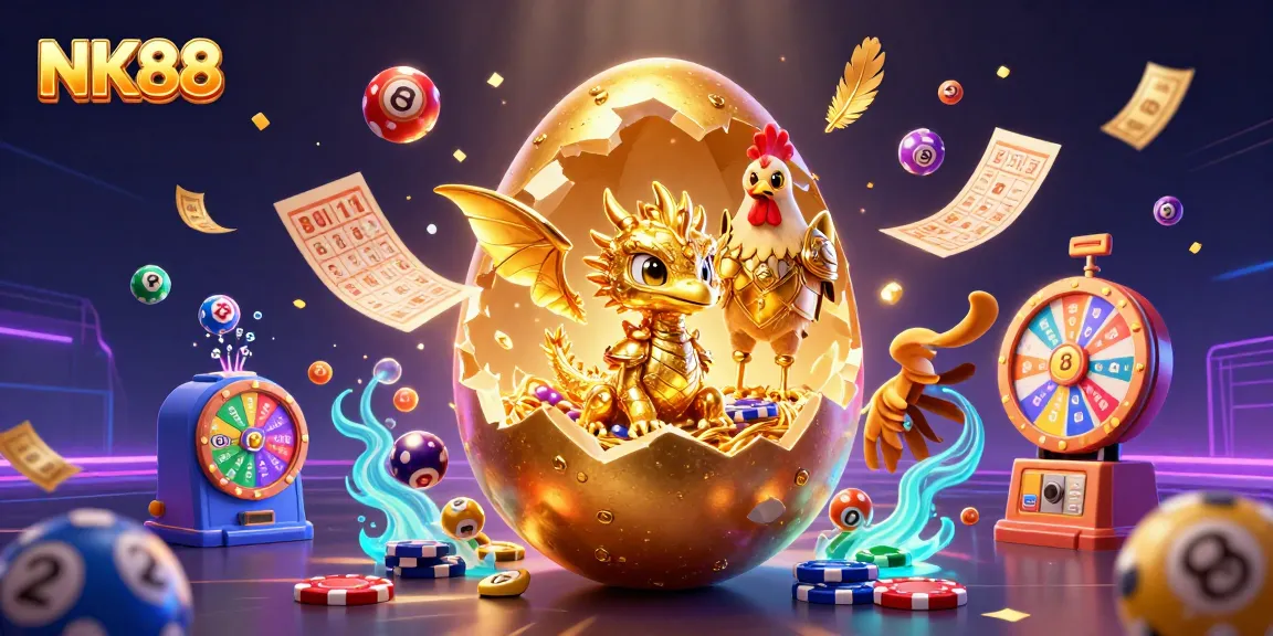 Experience the thrill of NK88 with golden dragon and vibrant casino elements.