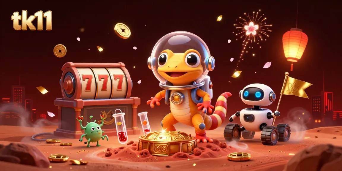Engage in thrilling slot adventures at tk11's vibrant casino atmosphere with dynamic characters and immersive design.