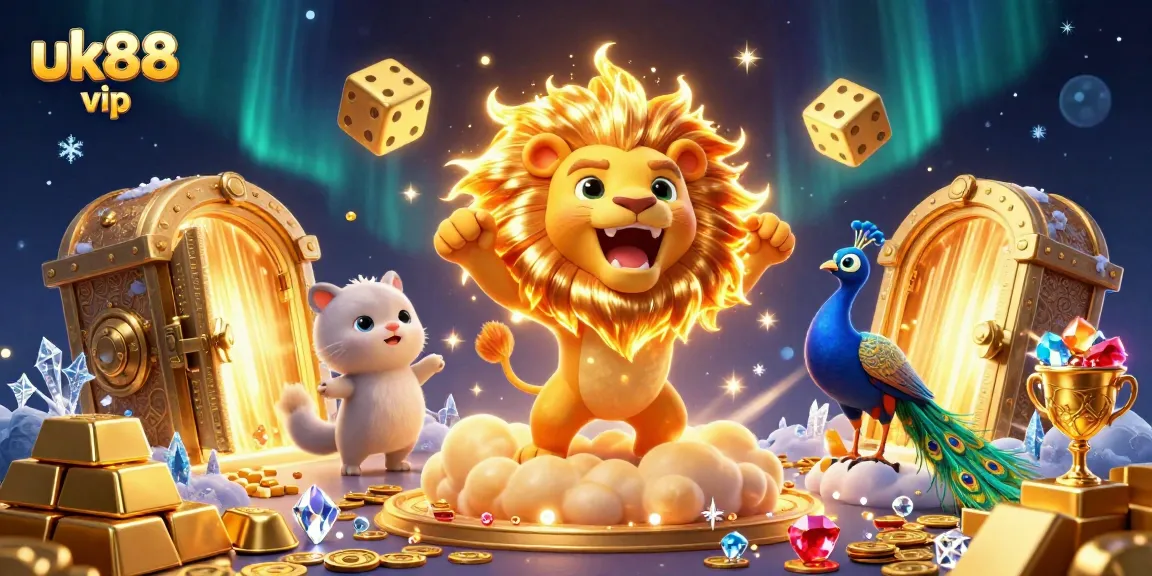 Engage in exhilarating betting with UK88 VIP, featuring rich casino elements and vibrant characters.