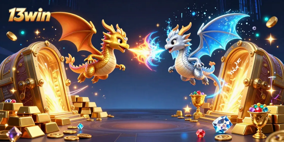 Experience the thrilling adventure of 13win with dynamic dragons amidst overflowing treasures.