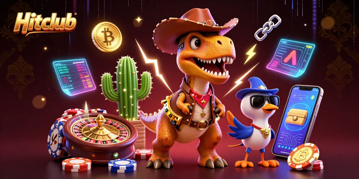 Engage in thrilling gameplay at Hitclub with lively characters amidst vibrant casino elements.