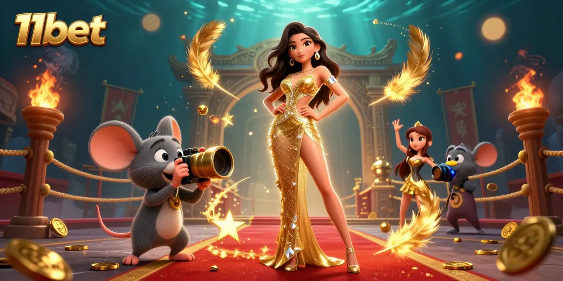 Experience 11bet's vibrant casino with a stunning woman and dynamic elements, showcasing the excitement of online gambling.