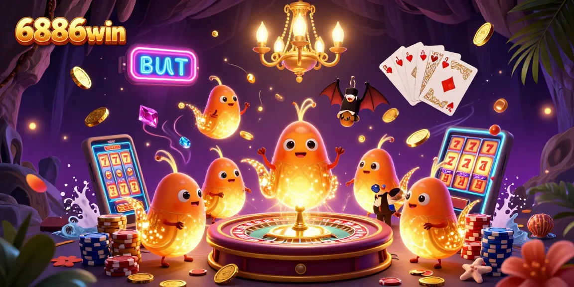 Experience 6886win’s vibrant casino action with glowing characters and dynamic game elements.
