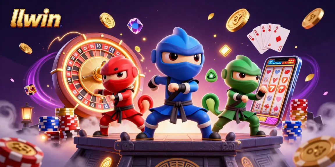 Experience thrilling gameplay at llwin with ninja chameleons, gold coins, vibrant roulette, and exciting casino elements.