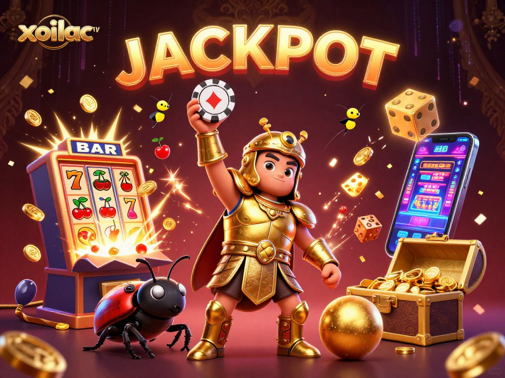 Experience the thrill of xoilac tv with vibrant casino action featuring cartoon characters and jackpots.