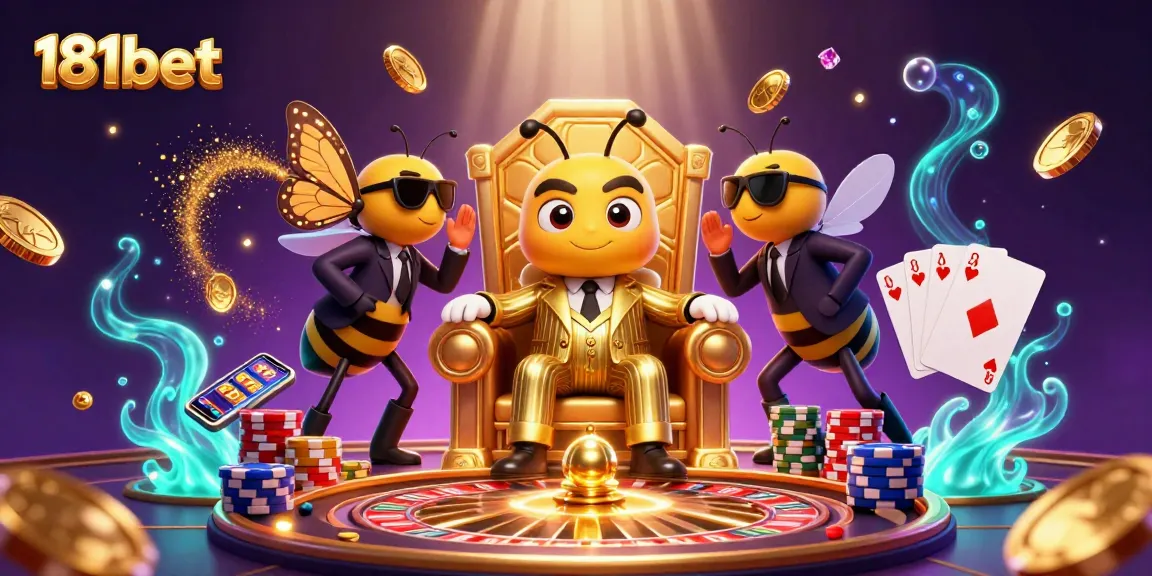 Spin to win at 181bet with thrilling 3D casino illustrations of gameplay elements and characters.