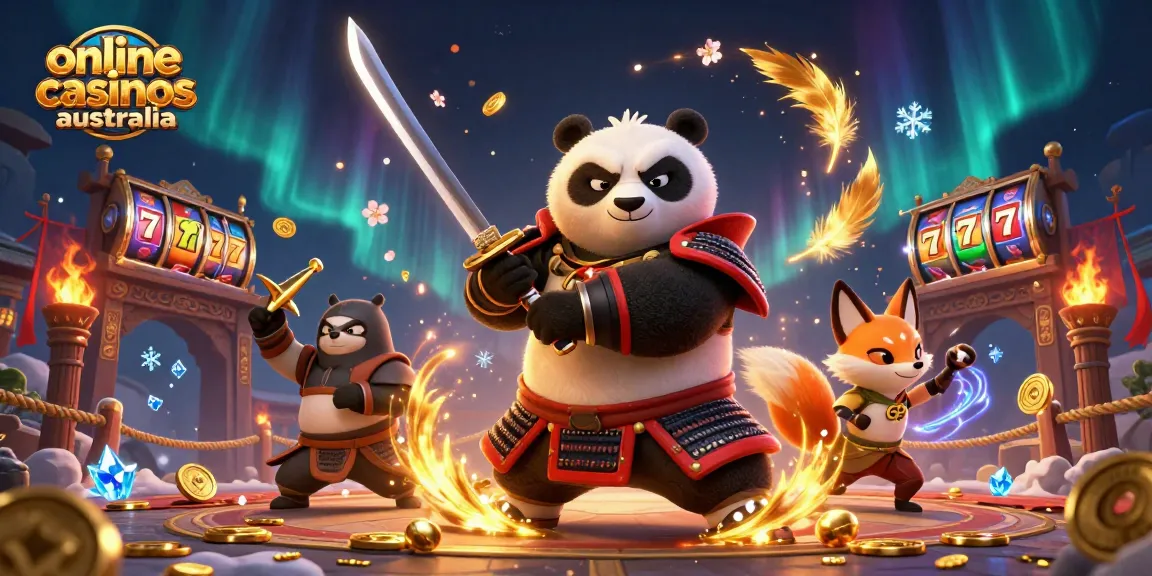 Experience the thrill of online casinos Australia with dynamic samurai panda and ninja fox in action.