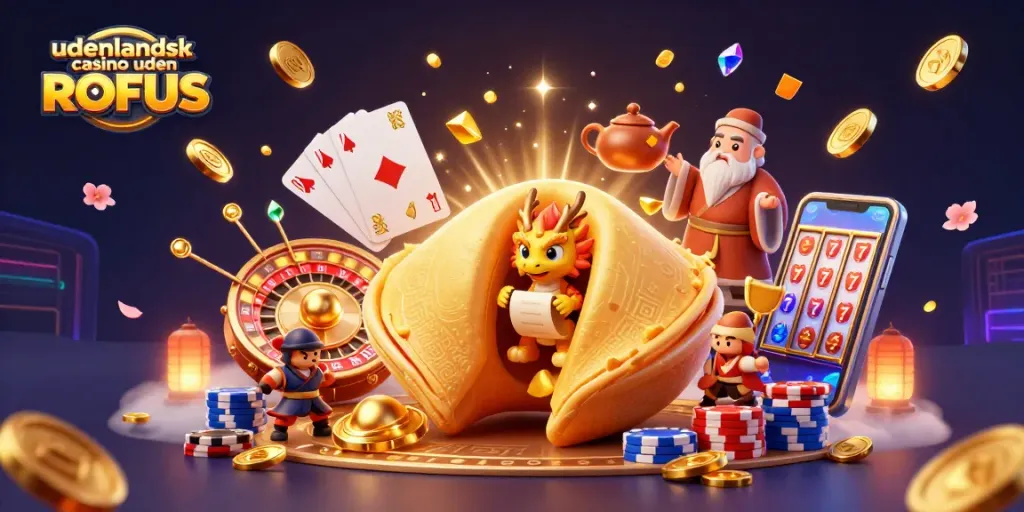 Embark on thrilling adventures with udenlandsk casino uden ROFUS, featuring golden fortune cookie and lively characters from the casino realm.