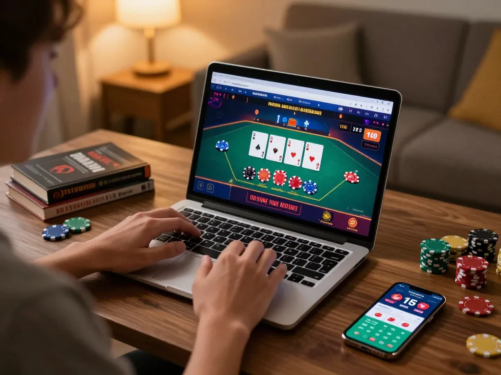 Player engaging with LC 88 online casino, showcasing blackjack gameplay and strategic bets.