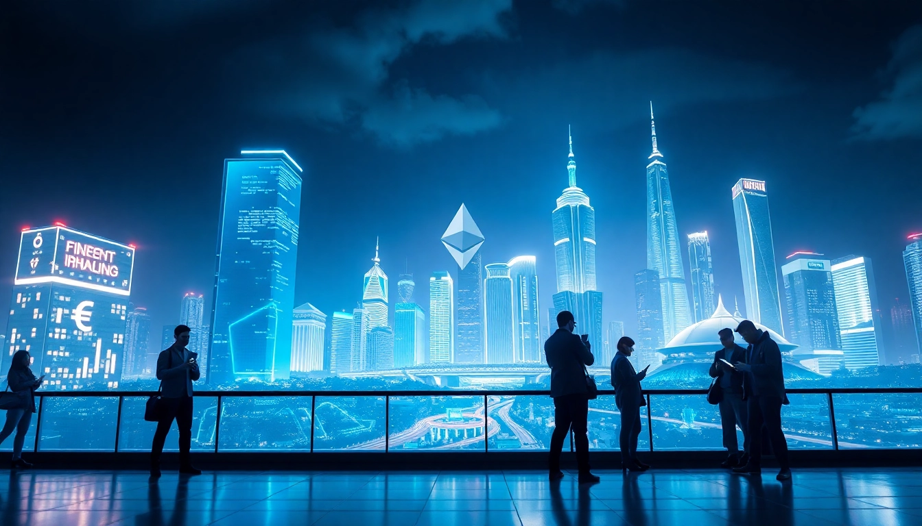 Futuristic cityscape highlighting Ethereum kurs and blockchain innovation