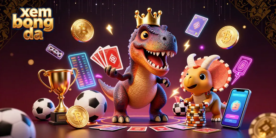 Experience xem bong da with dynamic action, sports balls, and vibrant 3D characters in a casino scene.