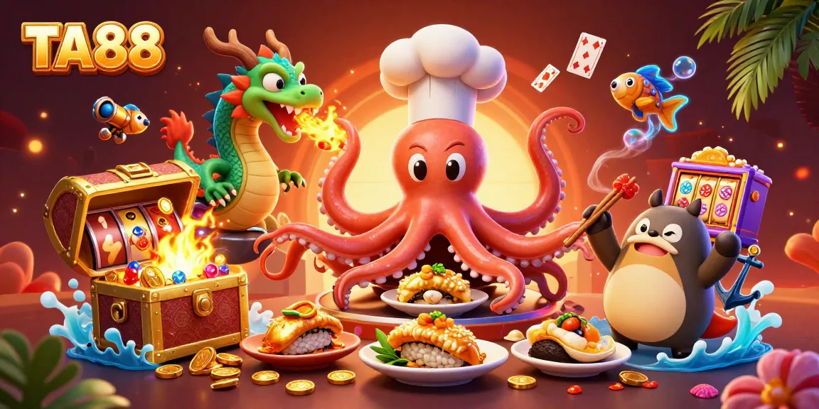 Engage with TA88 and celebrate wins surrounded by golden jackpots and colorful elements in a vibrant casino scene.