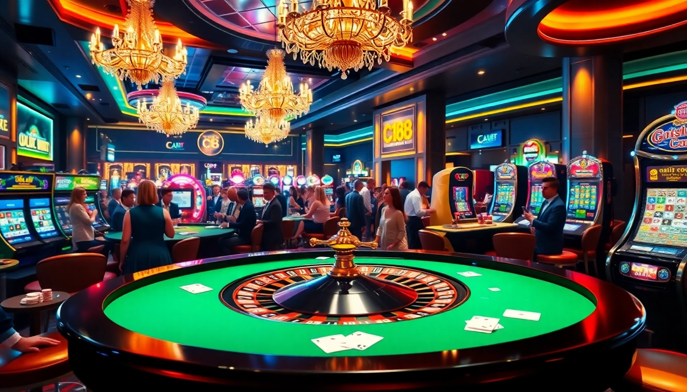 Experience high-stakes gaming at C 168 with glamorous roulette tables and vibrant slot machines.