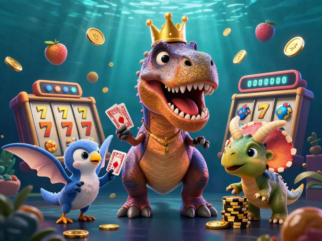 Play exciting games at udenlandsk casino uden ROFUS, featuring 3D characters and dynamic casino elements.