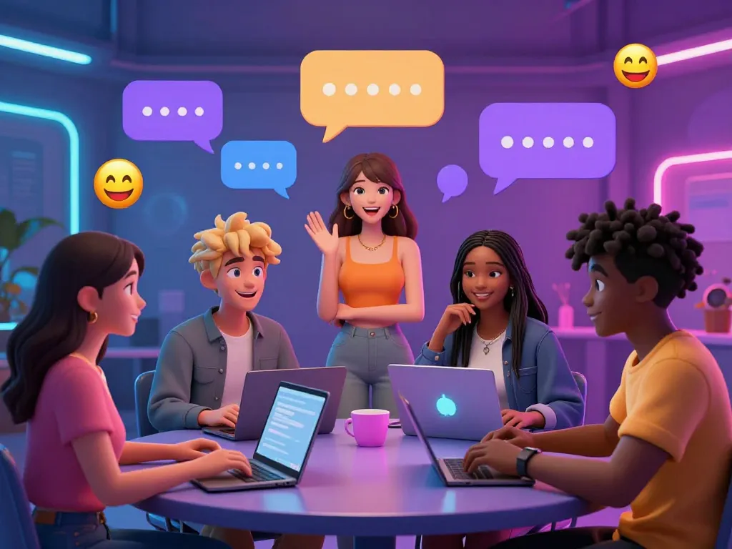 Engaging users in porn chat ai with diverse avatars and vibrant interface elements, showcasing modern virtual interaction.