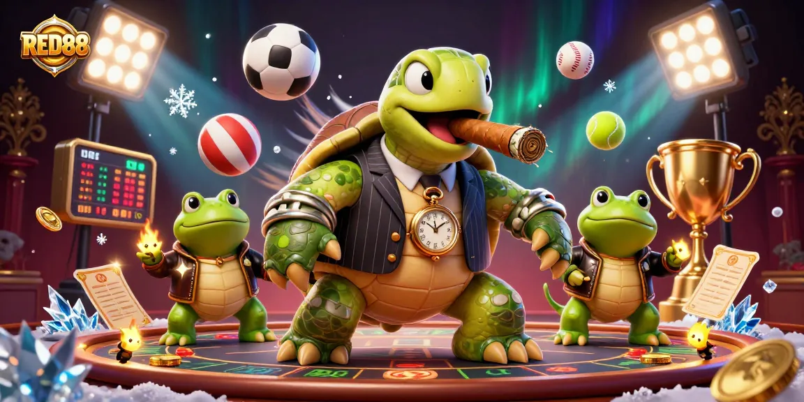 Experience the thrill of gaming at RED88 with our vibrant 3D casino illustration.