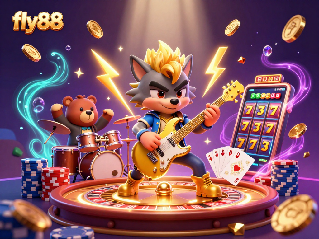 Spin the reels and win big with exciting fly88 slots and golden treasures in this vibrant casino scene.