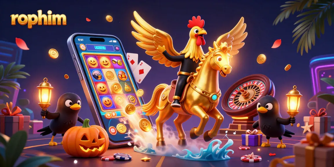 Experience thrilling gameplay with rophim in this vibrant casino scene featuring golden characters.