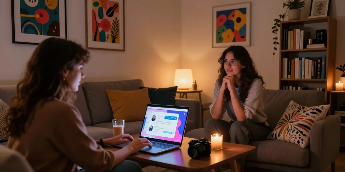 Engaging NSFW chat bot interface displayed in a cozy, inviting room.